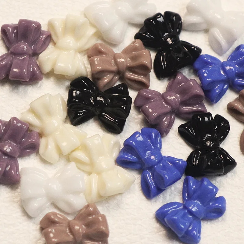 

50Pcs New Design Bowtie Nail Art Resin Gem Stones 7.5x9.5mm Mini Nail Art Bow Shaped Designer Charms For Manicure Nail Supply