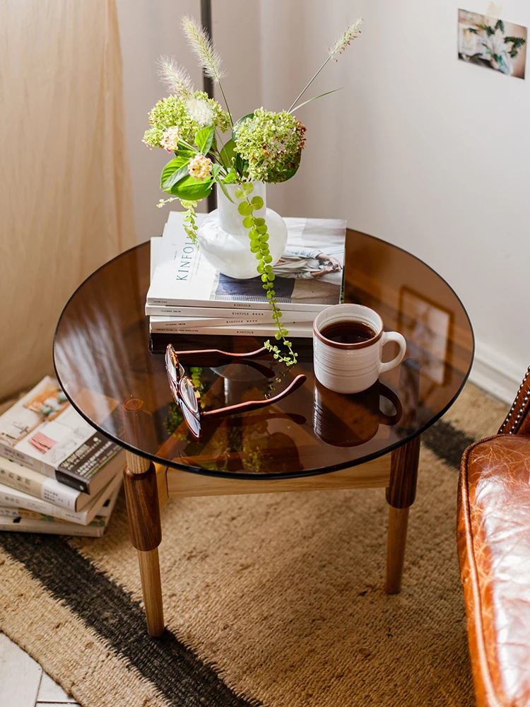 Juhan Light Роскошный Белый Воск Массив Дерева Круглый Низкий Стол Гостиная Чай Досуг