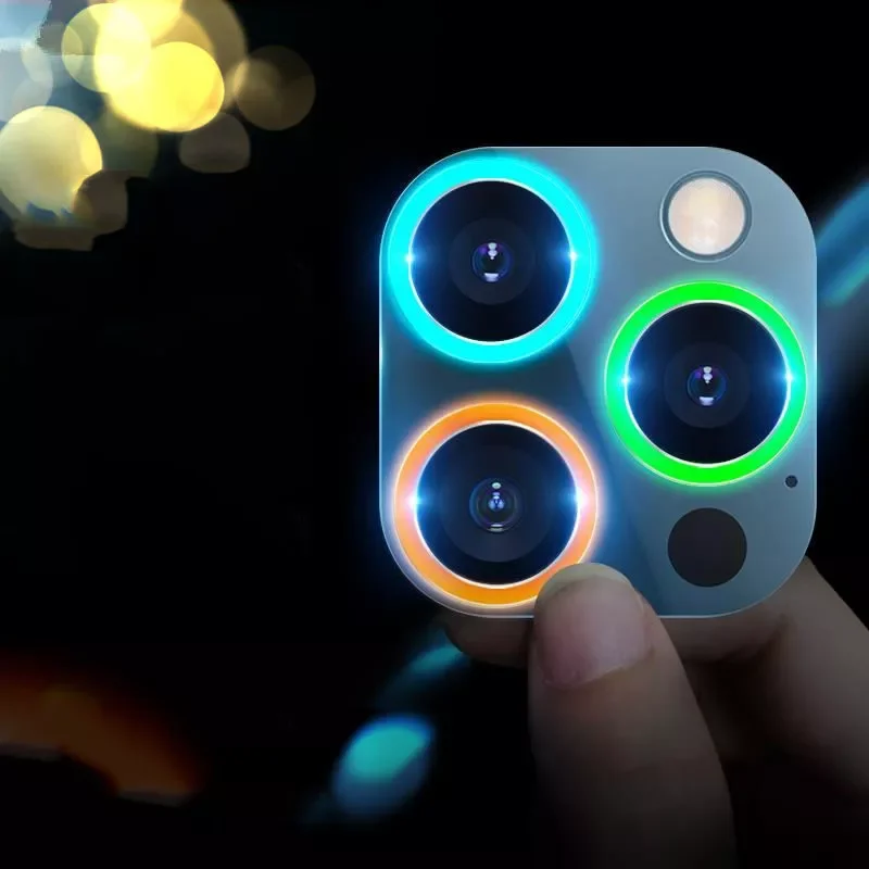 

FOR iphone 13 Pro Max Camera Lens Protector Luminous Camera Lens Ring for iphone 11 12 pro 13mini Protective Film for iphon 12