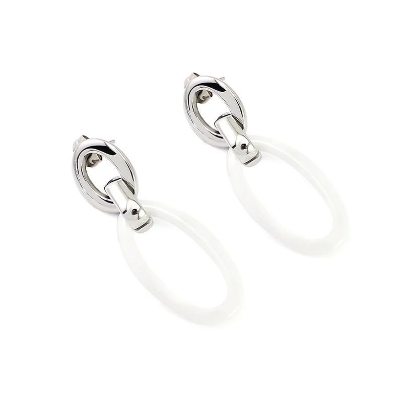 Элегантные серьги черные белые синие большие эллиптические винтажные свадебные