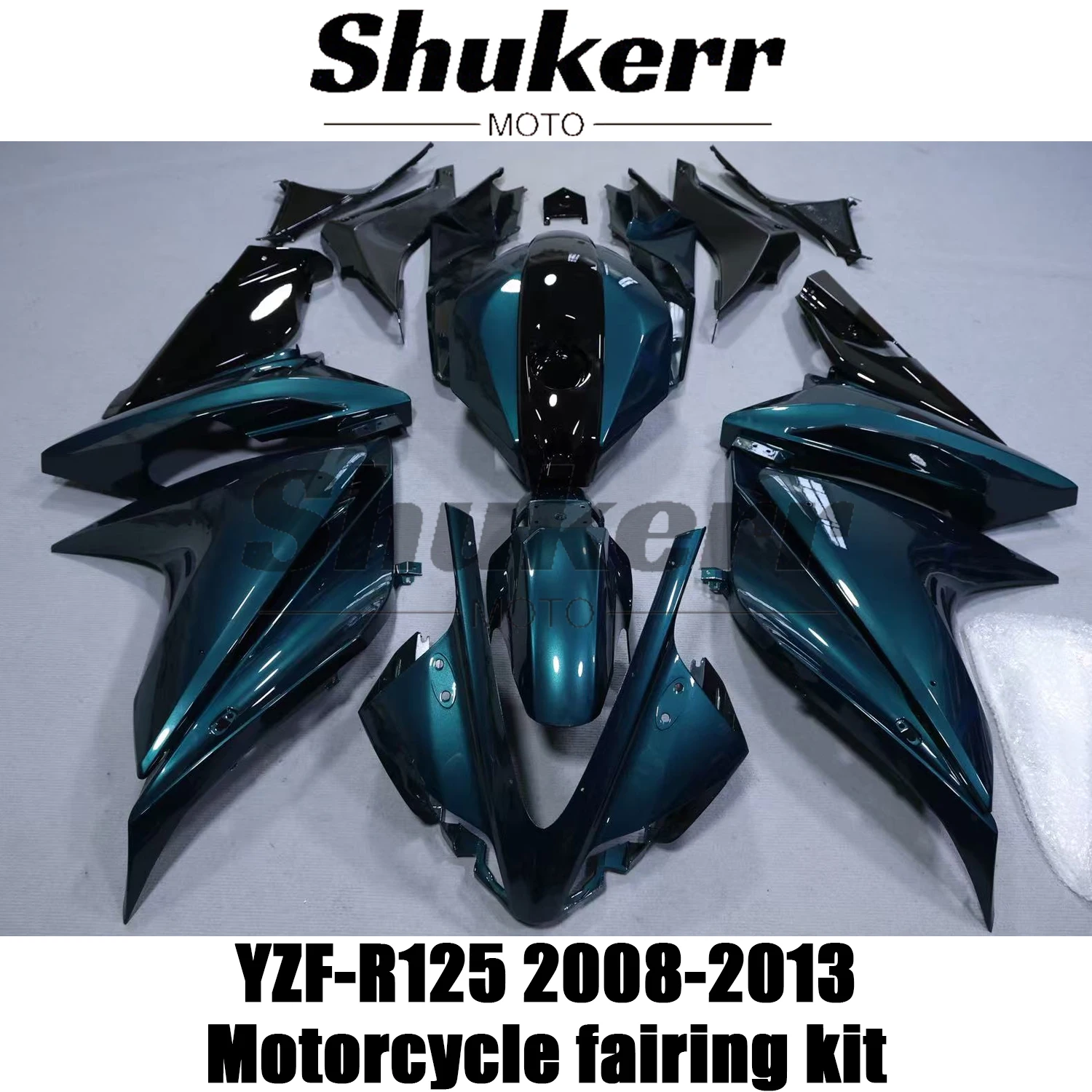 Фото Новый комплект обтекателей Shukerr Moto из ABS-пластика для мотоциклов Yamaha YZF R125 (YZF-R125) 2008-2013 годов выпуска, зеленый с черным №1