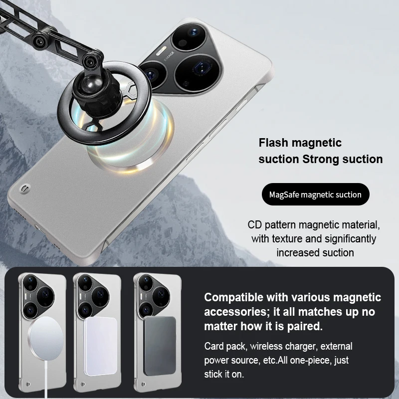 Фото Магнитный тонкий модный чехол для телефона Huawei Pura 90 80 70 P60 P50 P40 Pro Max Plus Pro+ Ultra P50E, жесткая безрамочная задняя крышка из поликарбоната №2
