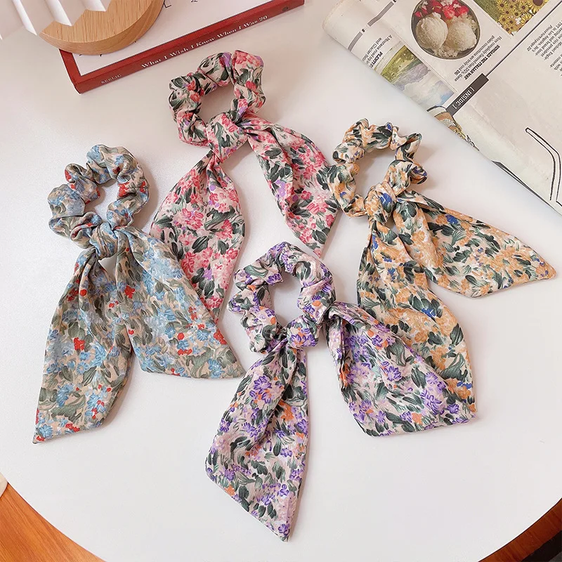 

Floral Plaid Print Scrunchie Hair Accessories For Women Ponytail Holder Elastic Rubber Band Girl Fabric Hair Ties Band Hair Rope