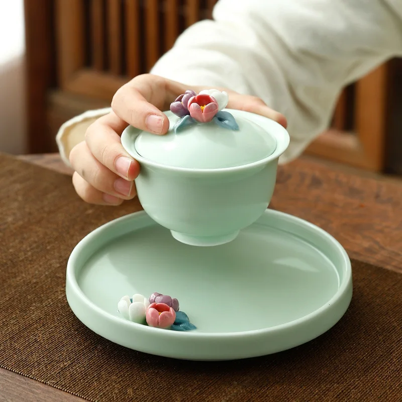 

Gaiwan Teaware Set of Cups Chinese Style Tableware Accessories Matcha Kettle Teapots Kit Infuser Pure Bowl Service Kung Fu 150ml