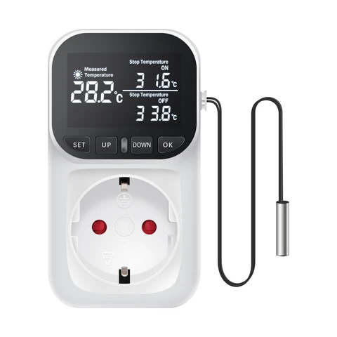 Termostato da tomada do controlador de temperatura digital 220V com o interruptor do timer resfriamento de aquecimento para a aquicultura da geladeira