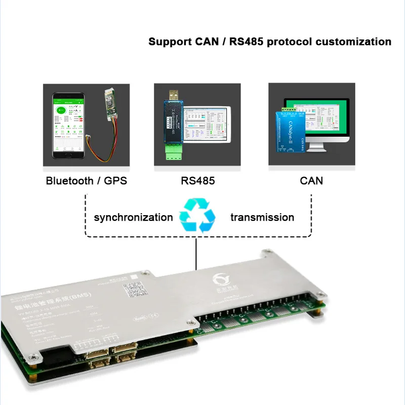 Smart BMS LiFePo4 12V 24V 48V 50A 100A 200A Li-Ion LTO 3S 4S 8S 10S 12S 16S 24S Bms Balance APP LCD RS485 Аккумуляторный