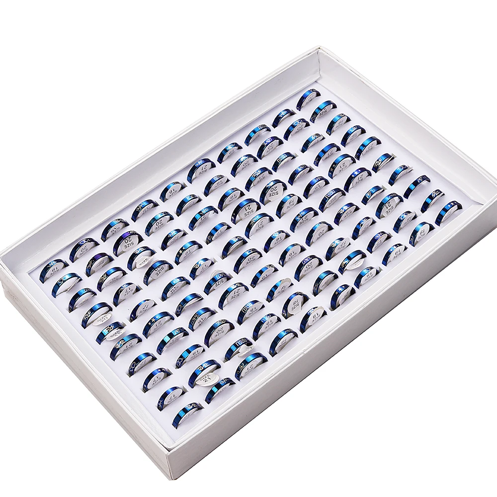 

Оптовая продажа оптом 10 штук, в готическом стиле, пользу синего цвета из нержавеющей стали мужские кольцо обручальный свадебный подарок, мо...