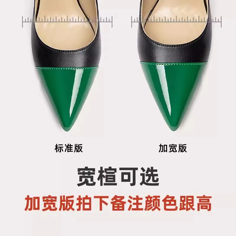 Новые весенние туфли из лакированной кожи с острым носком в стиле пэчворк на