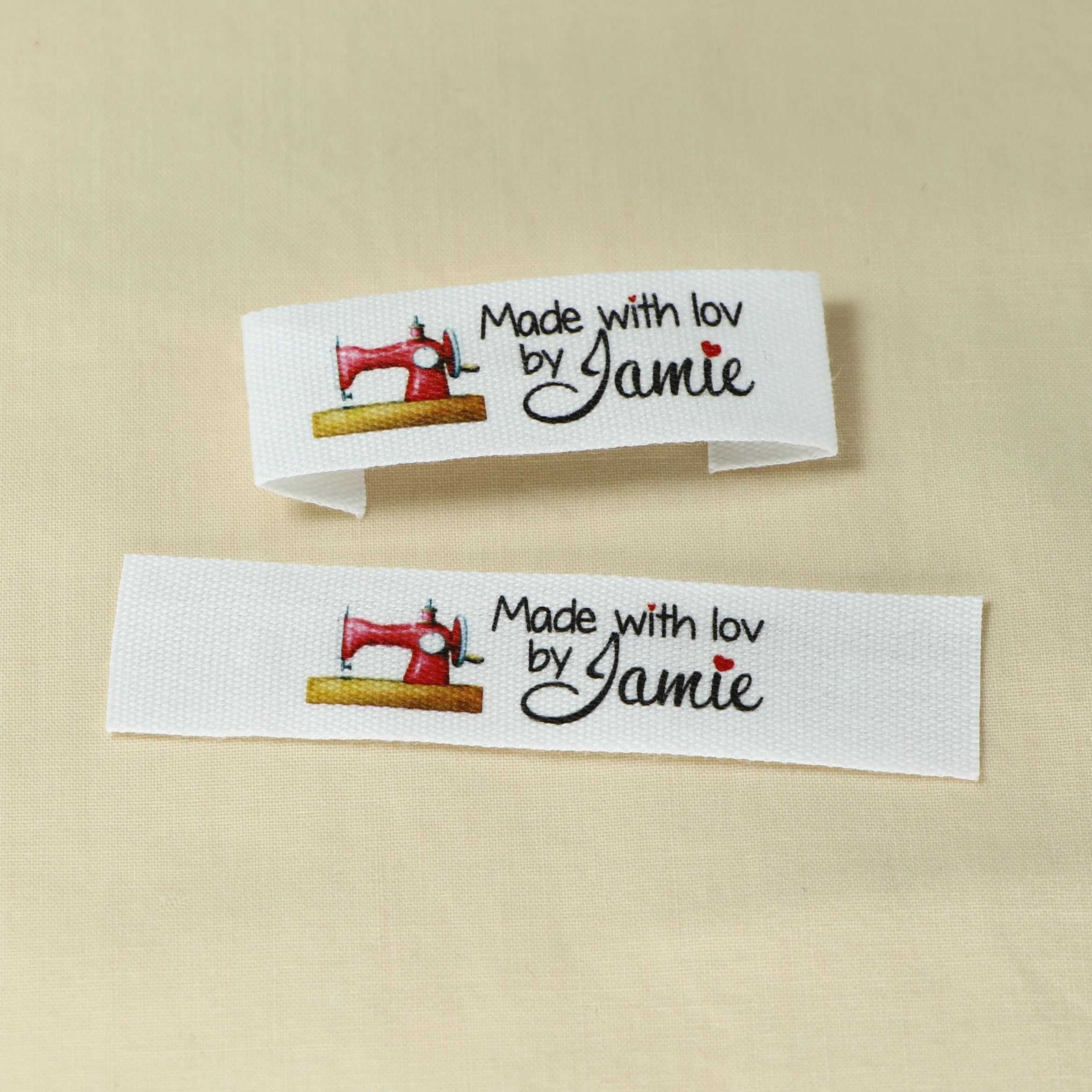 

Custom Clothing Labels - Personalized Brand , Organic Cotton Ribbon Labels , Logo or Text, Sewing Labels (FR266)