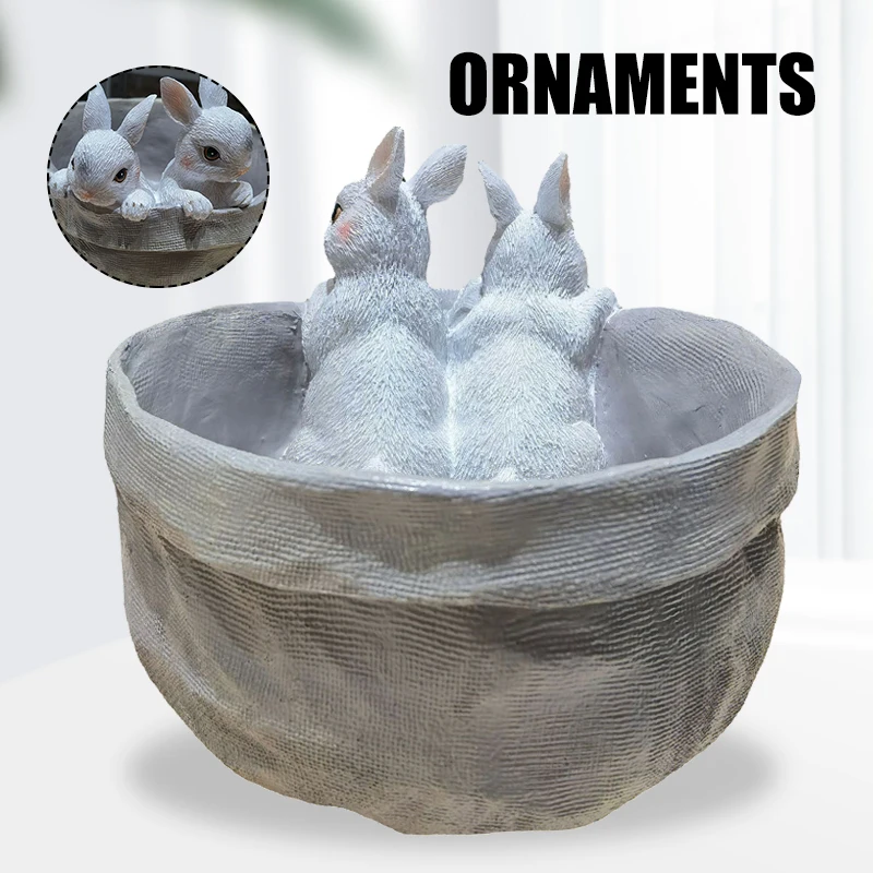 

Симпатичный цветочный горшок в виде кролика, полимерный плантатор для суккулентов, многофункциональное настольное украшение для дома, гос...