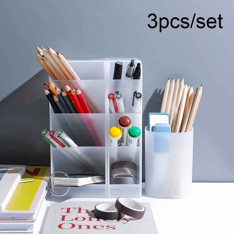 

3 шт., прозрачный матовый контейнер для ручек и помады