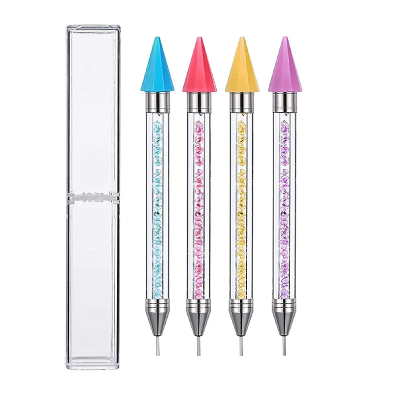 

4 Pieces No Wax Needed Diamond Painting Tools Self-Stick Drill Pens, Double Heads Accessories for 5D DIY Painting Crafts