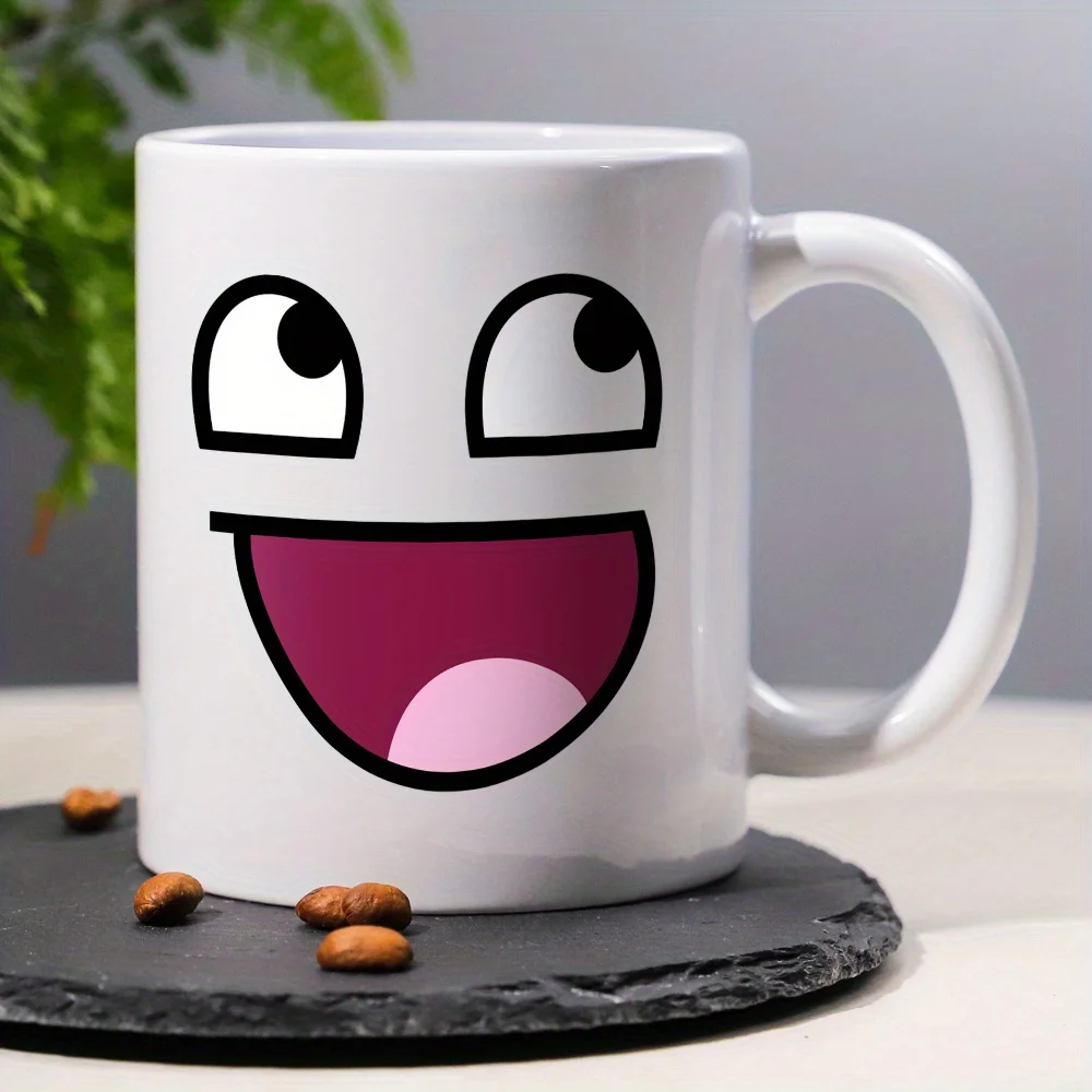 Фото Керамическая кружка Happy Face — забавный и веселый дизайн, идеальный подарок для любителей кофе и чая, уникальный подарок на новинку №1