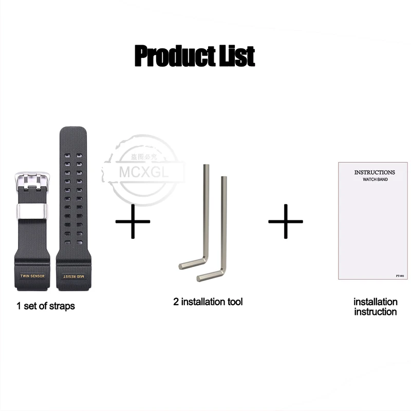 Resin Strap Suitable for Casio G-shock Mudmaster GG1000 GWG100 GSG100 Men’s Watch Band Sports Waterproof Stainless Steel Loop