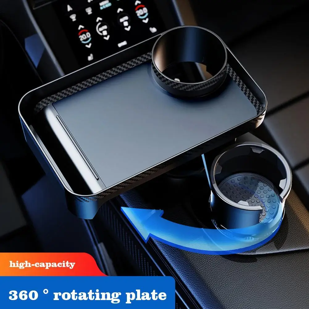 Multifunction 360 Swivel Adjustable Car Cup Holder With Attachable Tray Car Food Eating Tray Table For Cup Holders Expander