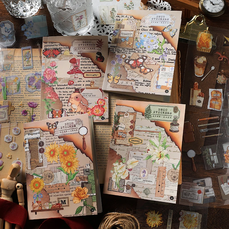 

20sheets Butterfly Plant Mushroom Stickers Set PET Sticker Book Planner Stickers For Journals Scrapbooking Diy