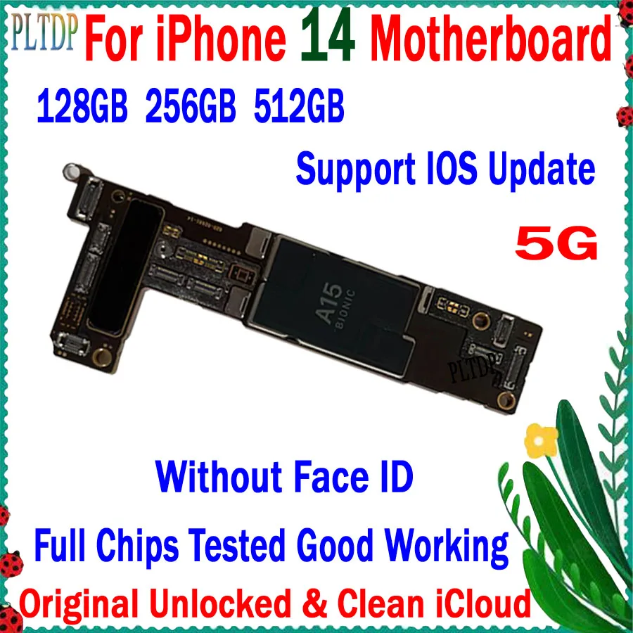 

100% Tested Work Mainboard For IPhone 14 Motherboard Original Unlocked Clean Icloud For IPhone 14 Logic Board 128GB 256GB 512G