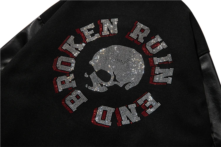 Куртка-бомбер мужская с вышивкой черепа на осень/зиму | Мужская одежда