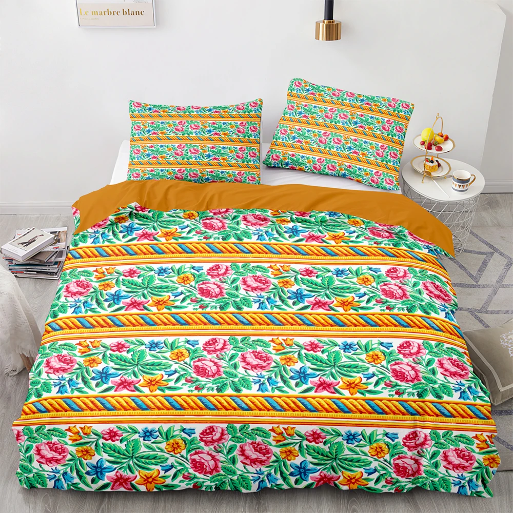 

Великолепный пододеяльник роскошный пасторальный Комплект постельного белья с наволочкой двойной размер королева шикарный цветочный при...