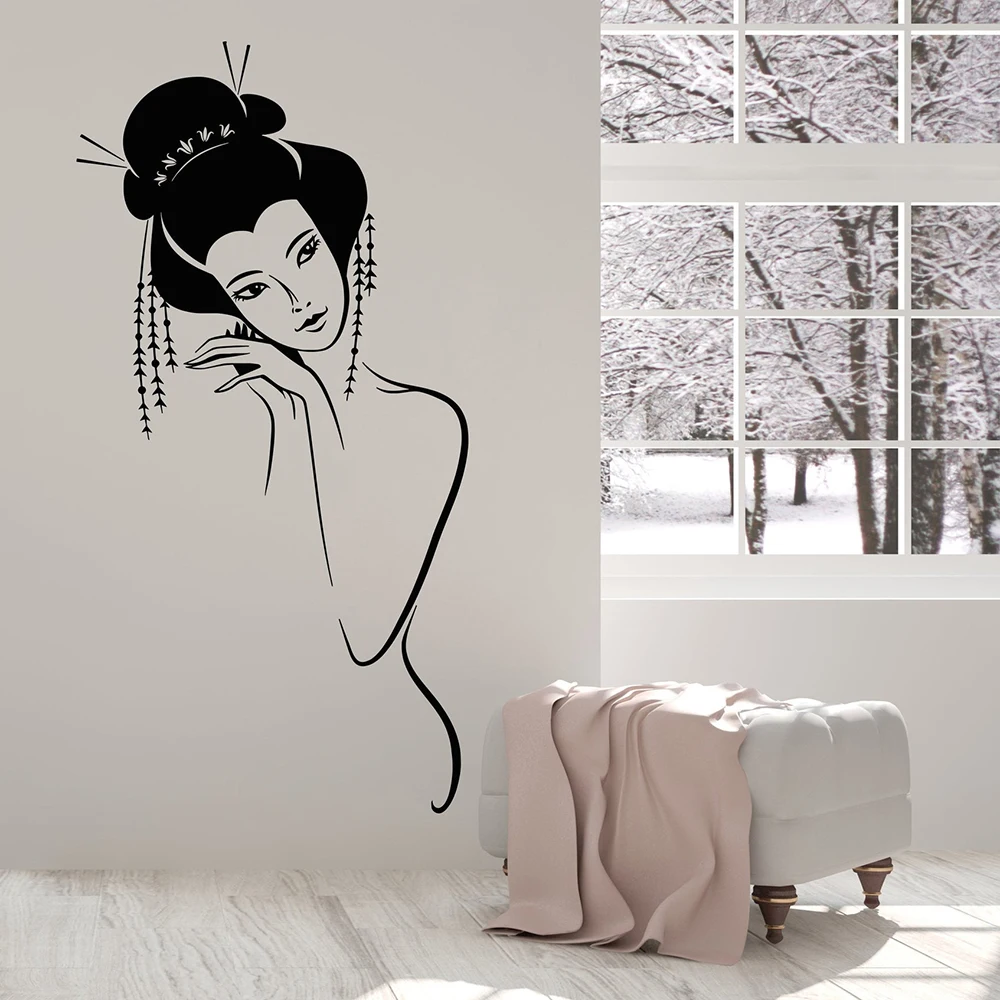 Виниловые наклейки на стену Geisha для гостиной сексуальные обнаженные японские