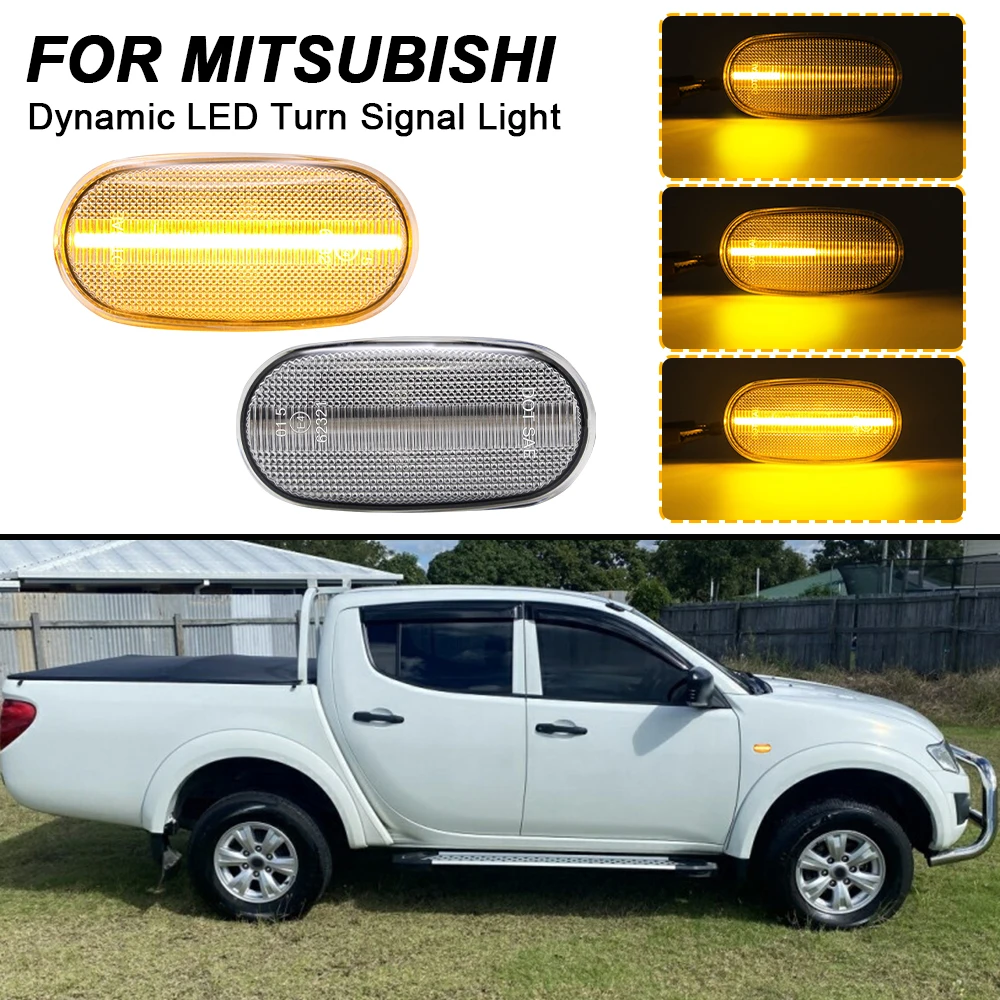 

For Mitsubishi Triton/L200 Pajero Sport Montero Sport Nativa 2PCS Amber Side Marker Dynamic Turn Signal Lights Indicator Lamps