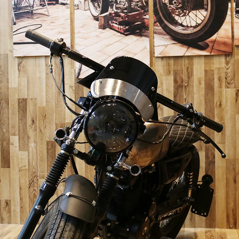 Черное ветровое стекло для мотоцикла 5 и 7 дюймов в стиле ретро круглые фары YAMAHA XJR