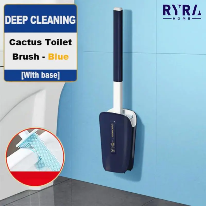 

Silicone Toilet Brushes With Holder Set Long Handled Toilet Cleaning Brush Black Modern Hygienic Cleaner Kit Bathroom Accessorie