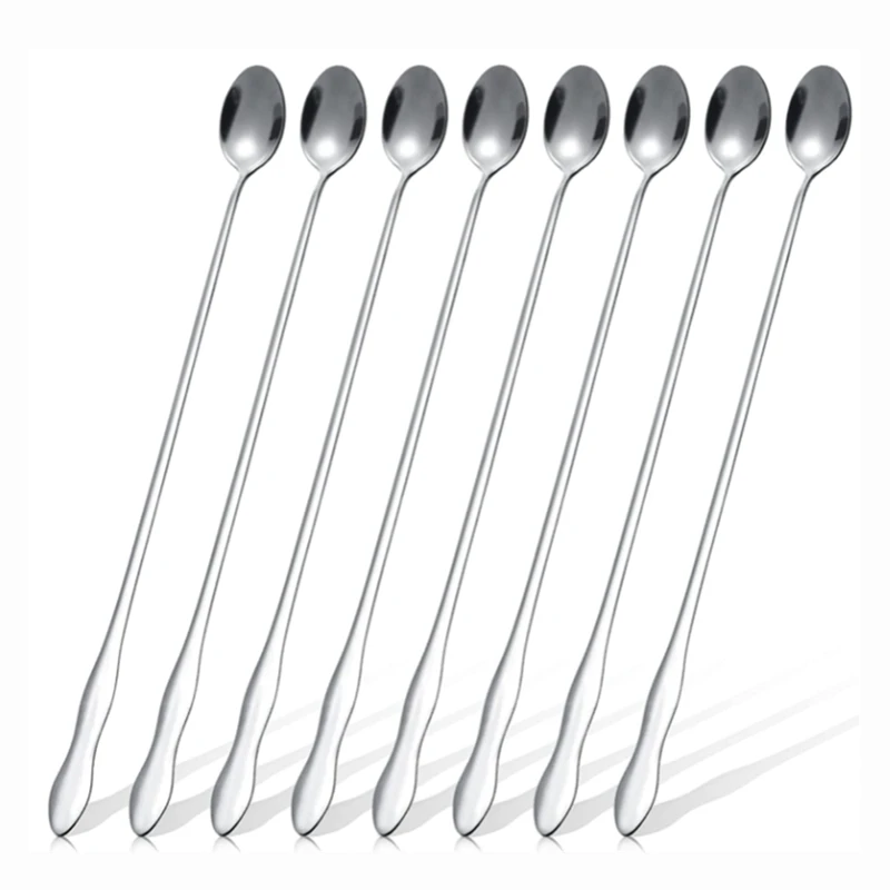 

8 Pcs Bar Spoon Stirring Spoons Cocktail Spoon Long Handle Mixing Spoon Iced Teaspoons Coffee Spoon Ice Cream Spoon