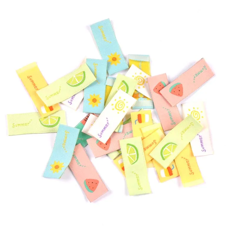 

50pcs Clothing Collar Lable Cartoon Fruit Color Handmade Making Hem Cloth Hat Label For Kids Bag Shoes Towel DIY Scarf Tag