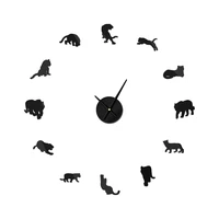 wildlife designer quartz wall clock fashion watches 3d tiger wall clock mirror sticker diy living room decor free shipping