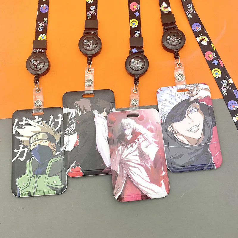 

Naruto New Anime ABS Card Cover Sasuke Kakashi Student Campus Cartoon Card Holder Hanging Neck Bag Anti-lost Lanyard ID Card Toy