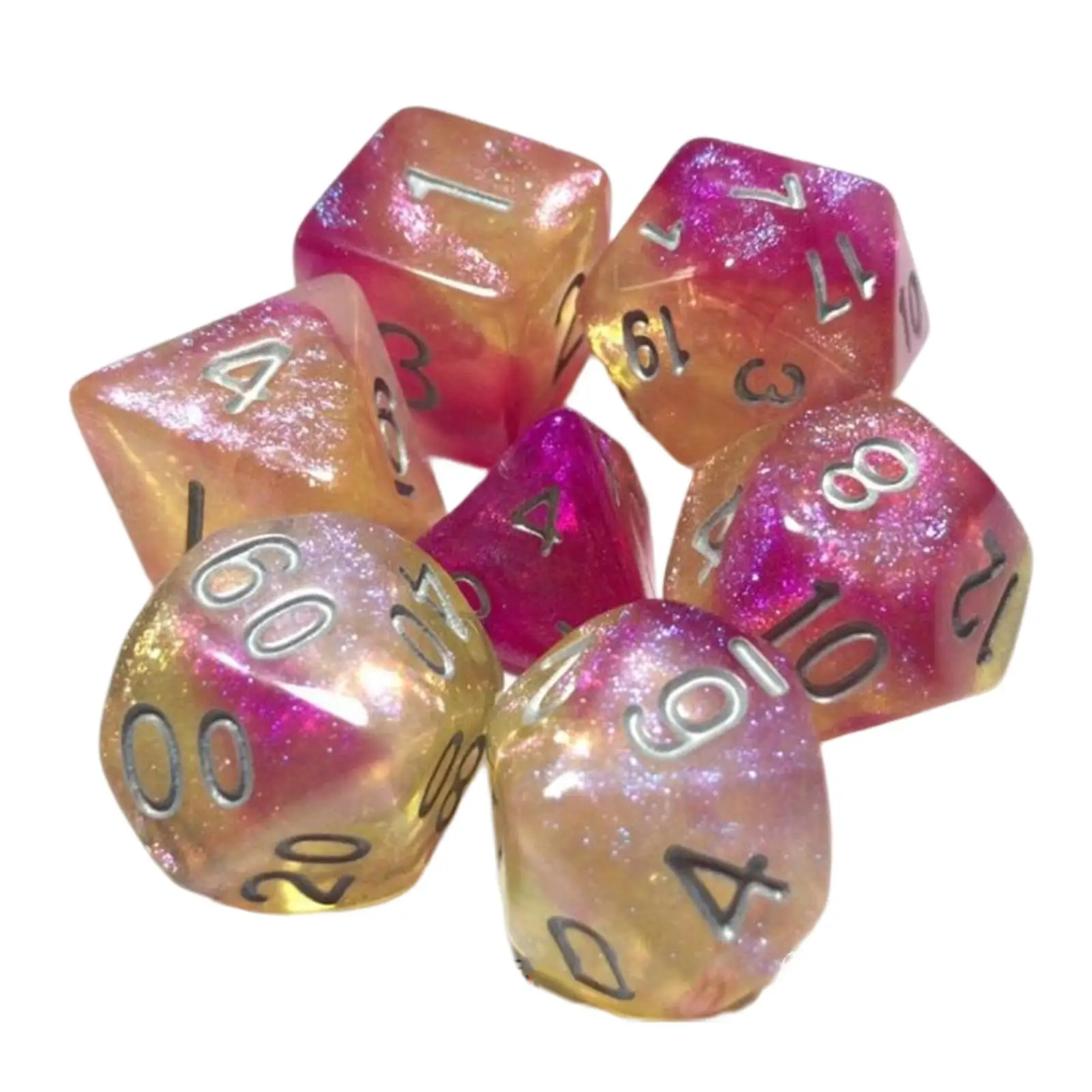 

7Pieces Polyhedral Dices Set D4, D6 D8 D10 D12 D20 7 Die RPG Dices Board Game Access for Role Playing Game Entertainment Toys