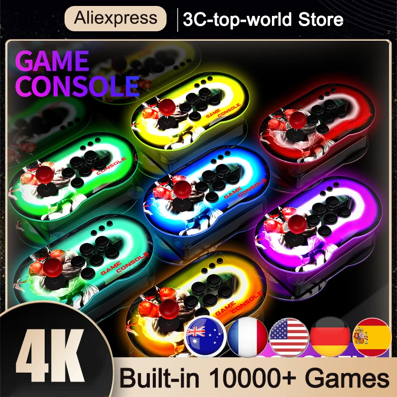 

Retro Arcade Box Game Console 64GB for PS1/CPS/FC/GB/GBA/GBC/MD/SFC 10000+ Games Super 4K HD Display Arcade Controller Joystick