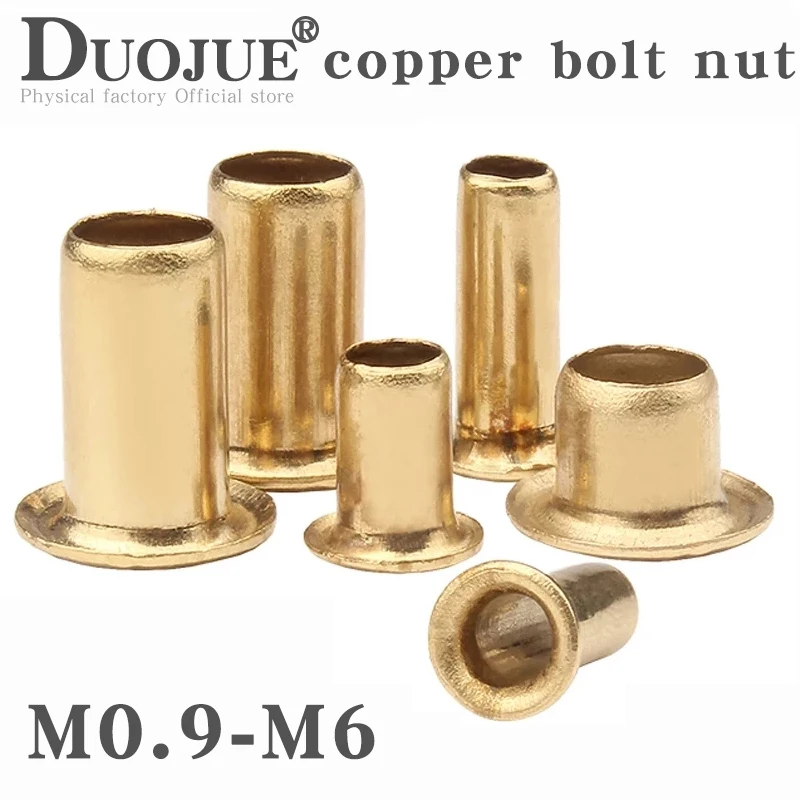 

100 PCS Brass Metal Eyelets Hollow Rivet Nut Copper Through Hole Rivet Grommets Gb876 M0.9 M1.3 1.5 2 2.3 2.5 3 3.5 4 5 6mm
