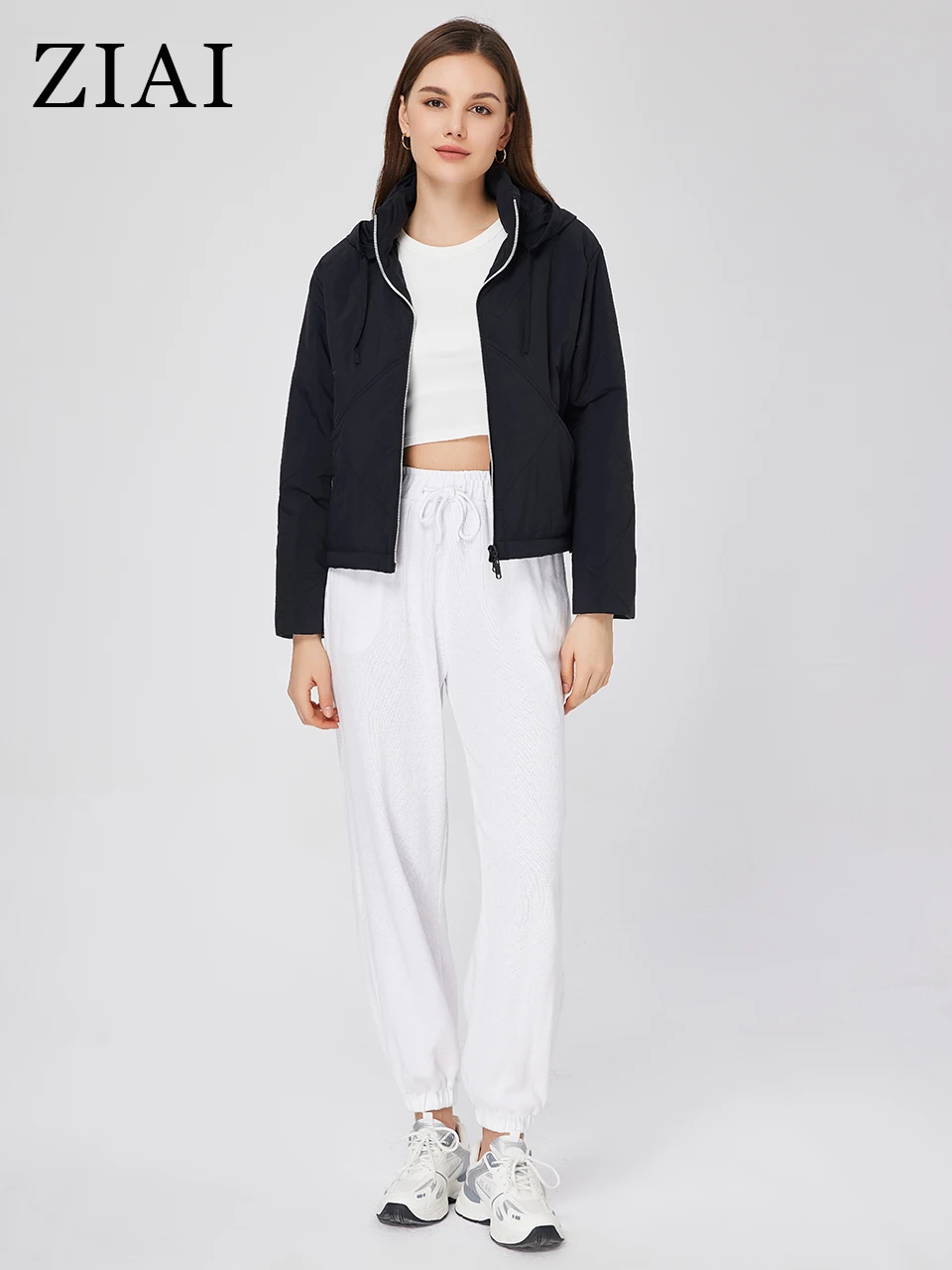 ZIAI 2023 Demi-season jacket for women Short Hooded removable Zip Casual Thin Cotton coat fashion Women's spring jacket ZM-20381