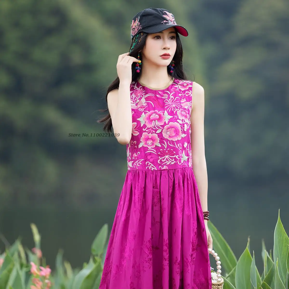 2023 traditional chinese vintage qipao dress women national flower embroidery dress cheongsam chinese elegant folk dance dress