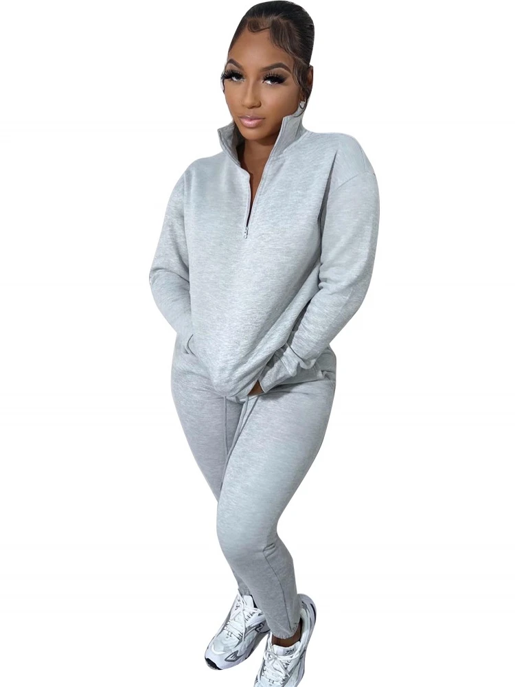 

Autumn Winter Two Piece Set Women Tracksuit Zipper Stand Collar Jacket Tops Pants Suits Set Fashion Patchwork Two Piece Outfits