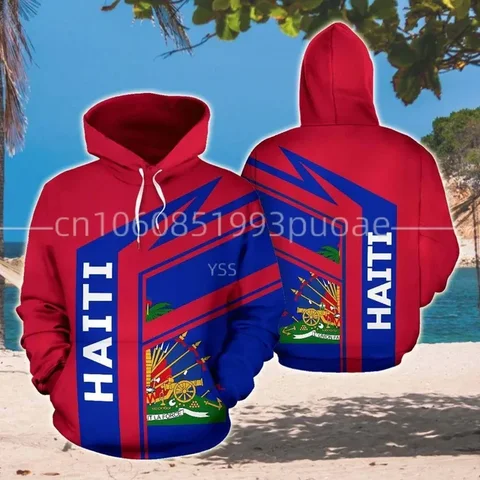 2024 г., пуловер с эмблемой страны Карибского моря, острова Гаити, Ретро стиль, мужской/женский спортивный костюм, куртка, уличная одежда с принтом 3Dprint, толстовки