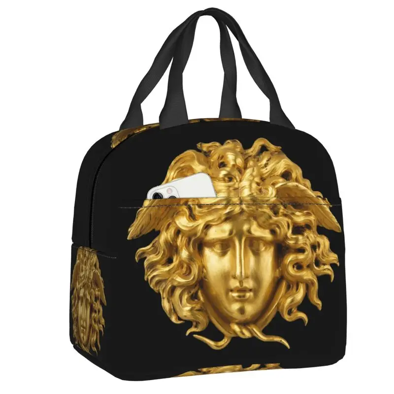 

Greek Mythology Snake Head Medusa Insulated Lunch Bag for School Office Cooler Thermal Bento Box Women Children Food Tote Bags