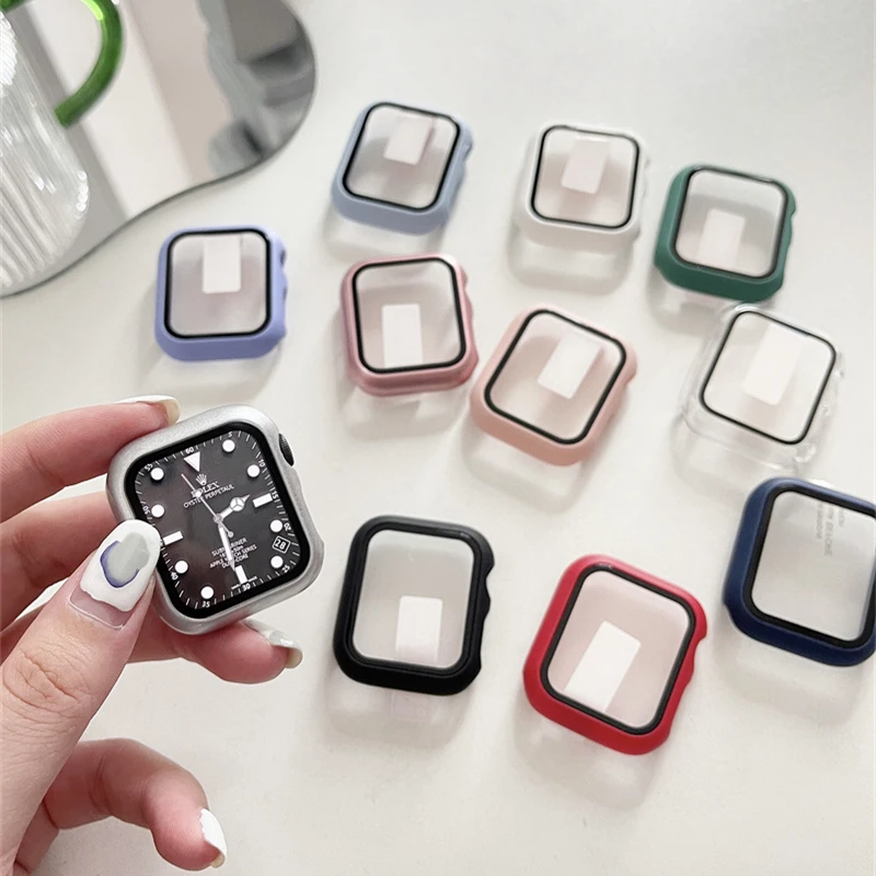 Новый матовый чехол для часов Apple Watch 41 мм 45 44 40 42 38 бампер + Защитное стекло экрана