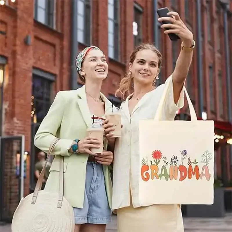 STR1 Многоразовая тканевая сумка-тоут из хлопкового холста для женщин