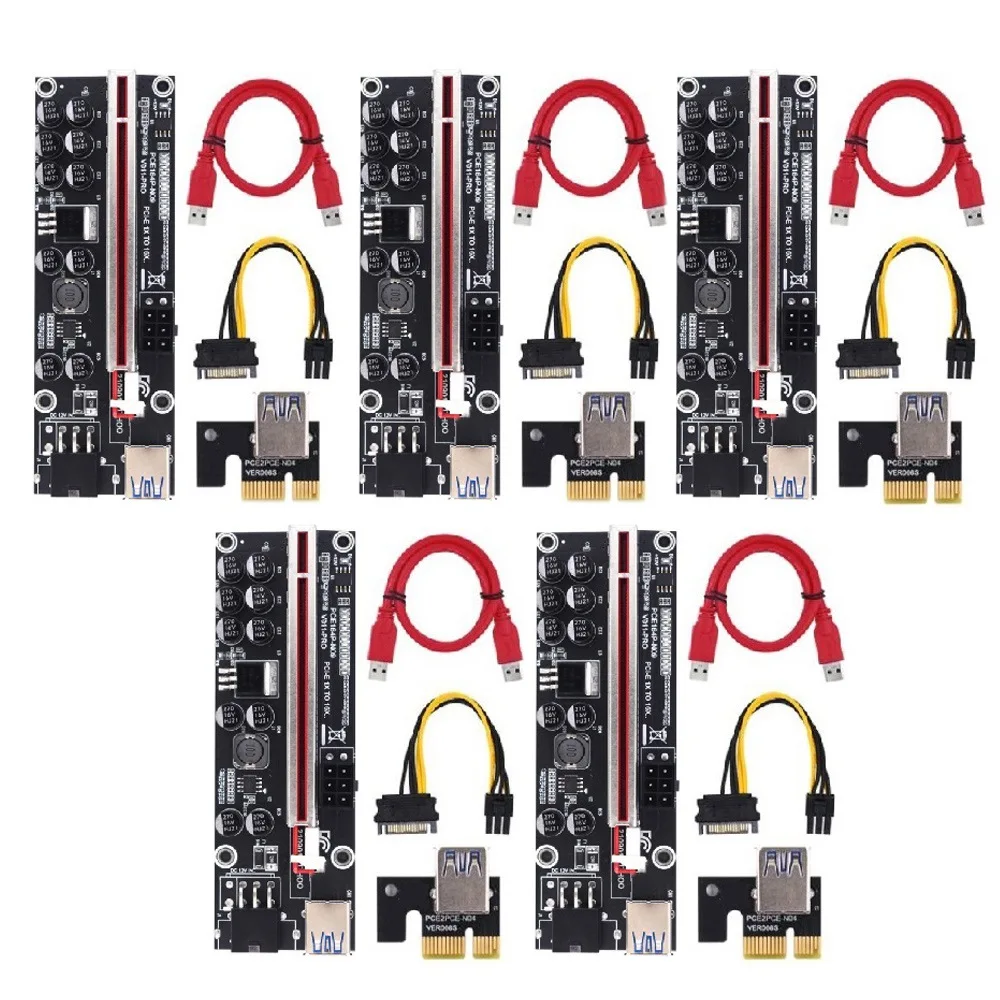 

5Pcs PCIE Riser 011 PRO 10 Capacitance 6Pin Super Stable PCI Express 16X Riser Video Card Extender for Bitcoin Mining