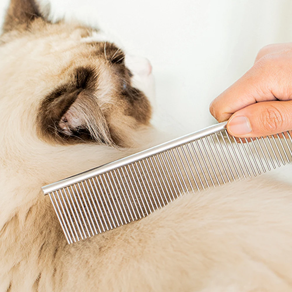 

Pet Dematting Comb Stainless Steel Grooming Comb for Dogs and Cats Gently Removes Loose Undercoat, Mats, Tangles, and Knots