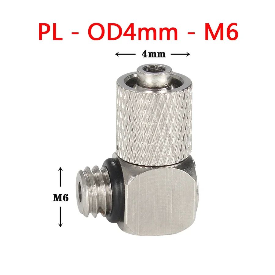 

Миниатюрный поворотный шланг с наружным диаметром 4 мм/6 мм x наружная резьба M5 M6, медное никелирование, быстроразъемный соединитель воздушного шланга типа L