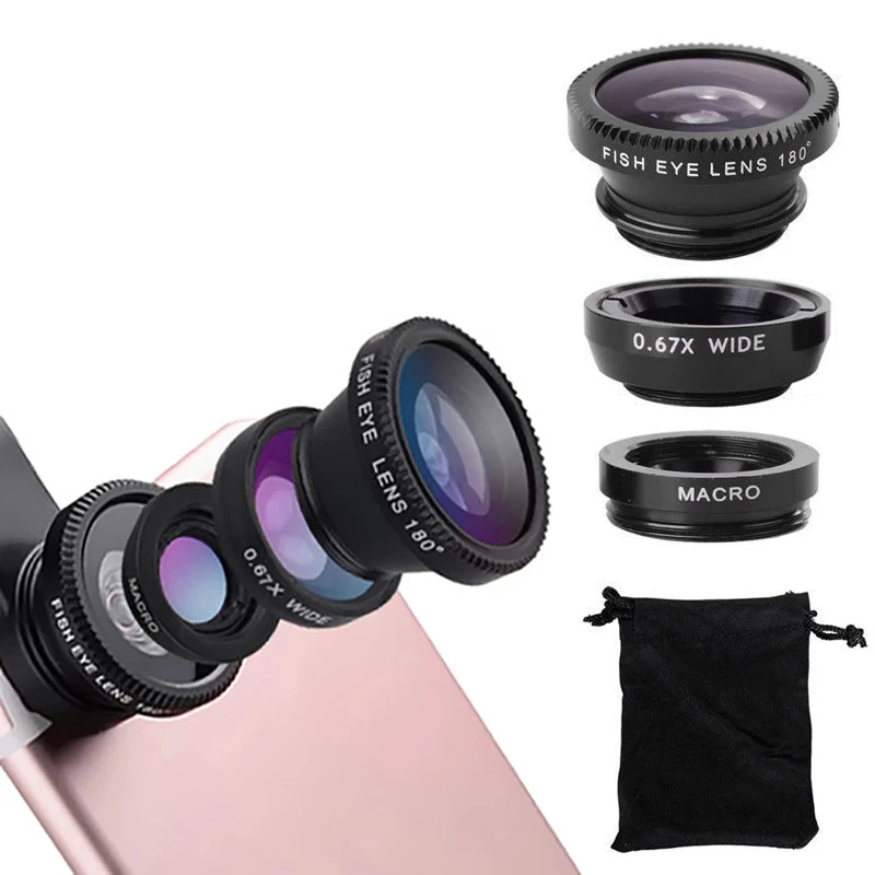 Phone Fish Eye Lens 0.67x Wide Angle Zoom With Clip lens Camera Kits For iPhone Huawei Xiaomi Fisheye Universal Smartphone |