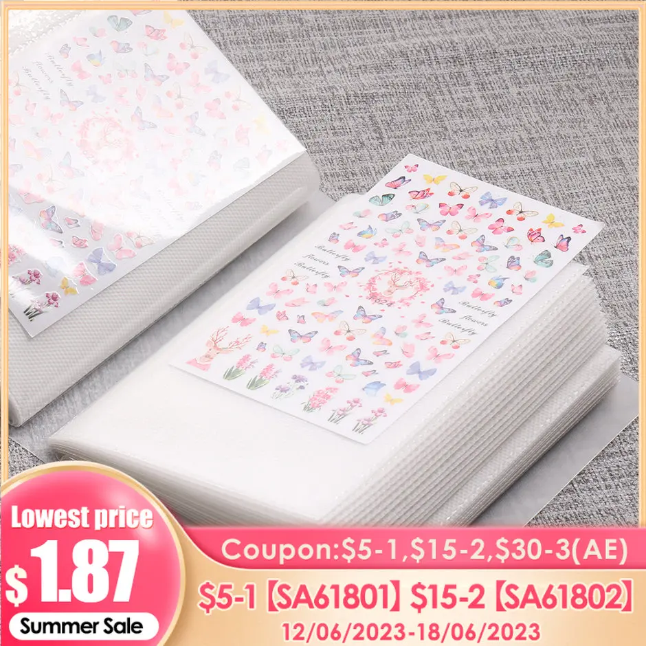 100 Slots Nail Stickers Storage Book Empty Album Collecting Decals Organizer Holder Display Notebook Manicure Nail Tools SATZB06