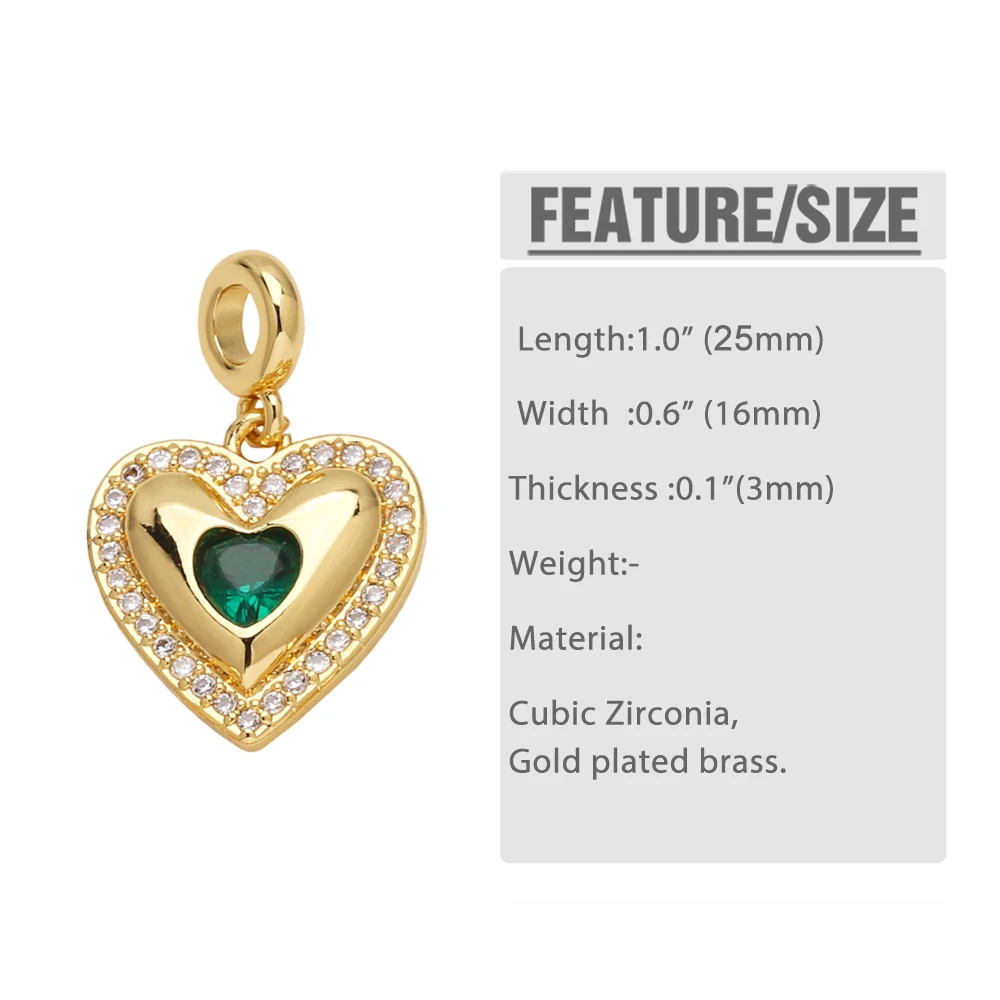 OCESRIO многоцветный кристаллический кулон в форме сердца для ожерелий медное