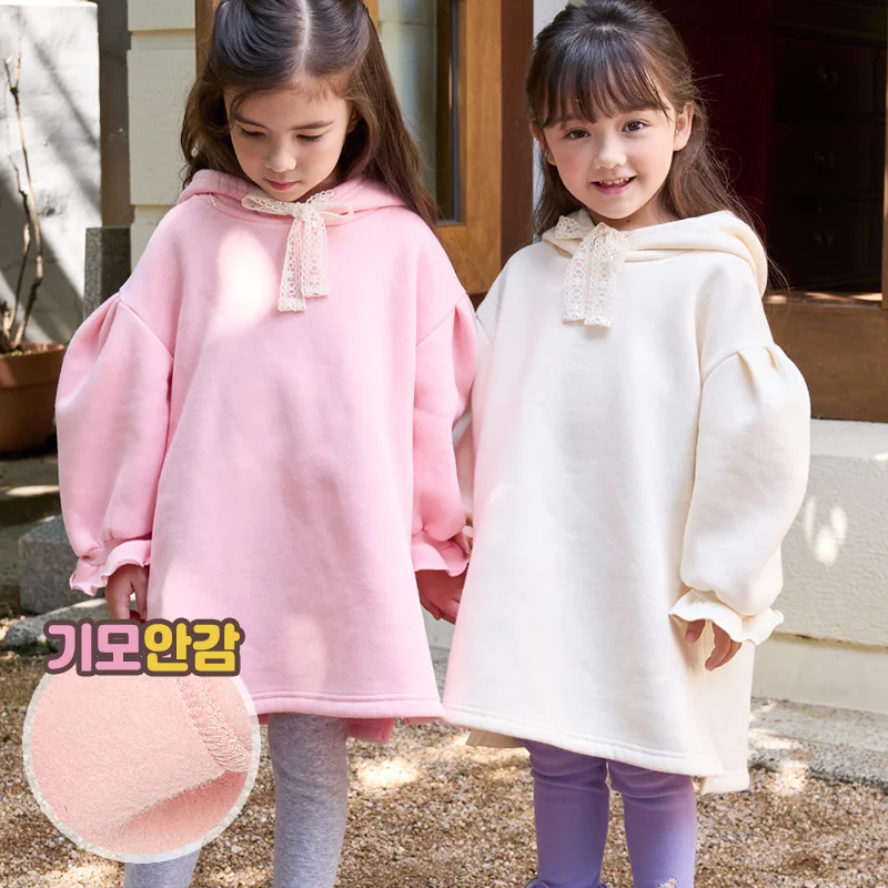 

Bebezoo Girls Dress Winter Thick Long Sleeved Hooded Sweatshirt Dress Air Cotton Loose Version Long Sweatshirt Dress