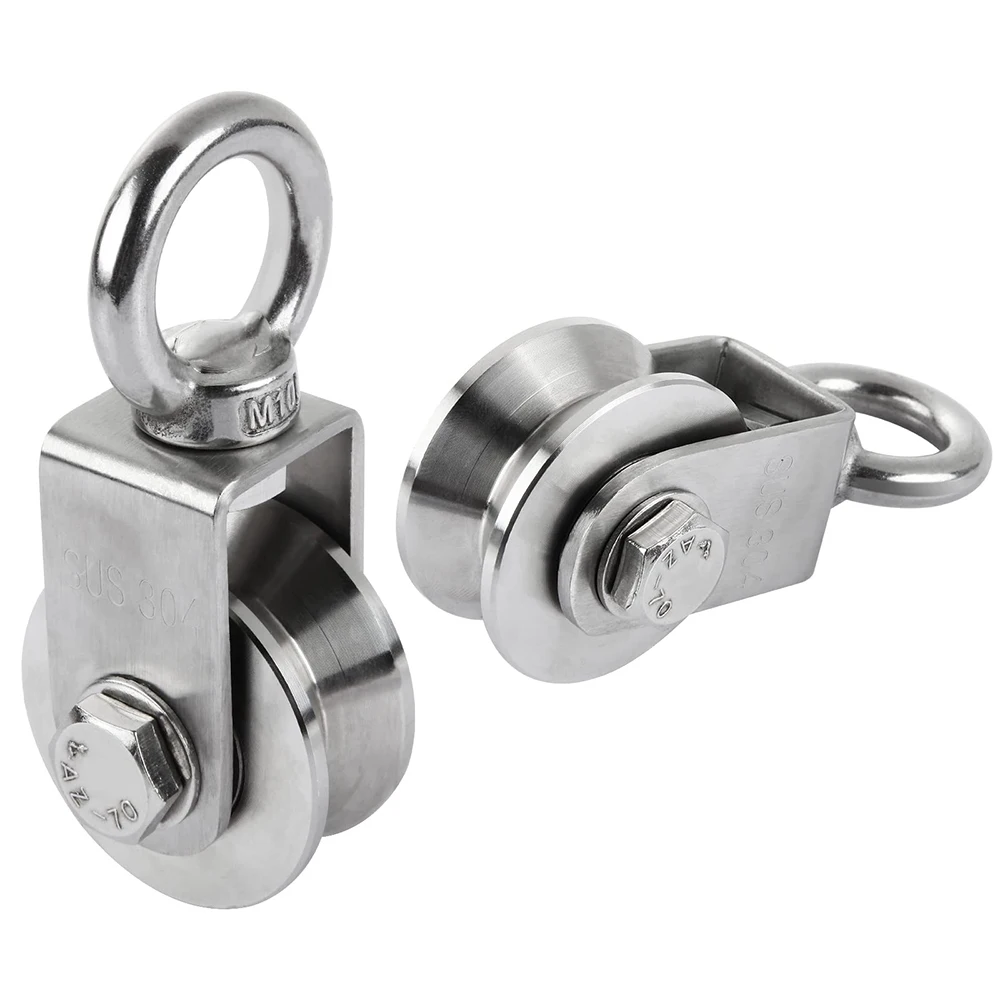 

Swivel Pulley 304 Stainless Steel Heavy Duty Puley 360 Degree Rotation Smooth Loading Traction Wheel for Material Handling