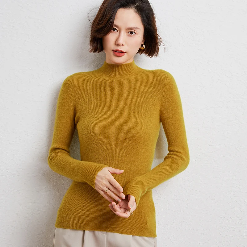 

2022 Autumn/Winter Tight Superior Quality 100% Cashmere Knitwears Multicolors Clothing For Girls Sweater Long Sleeve Tops